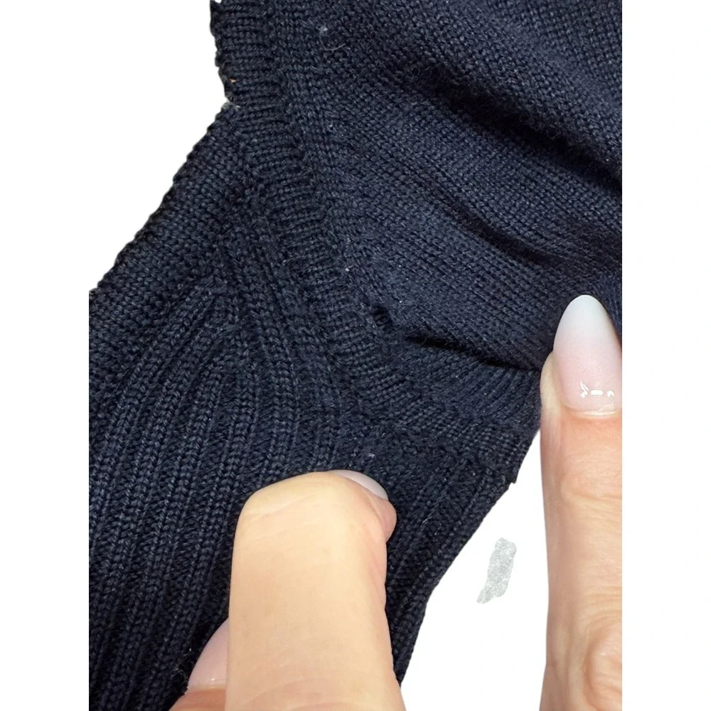 Tory Burch Black Knit Sweater Textured‎ Metallic Front Panel XS